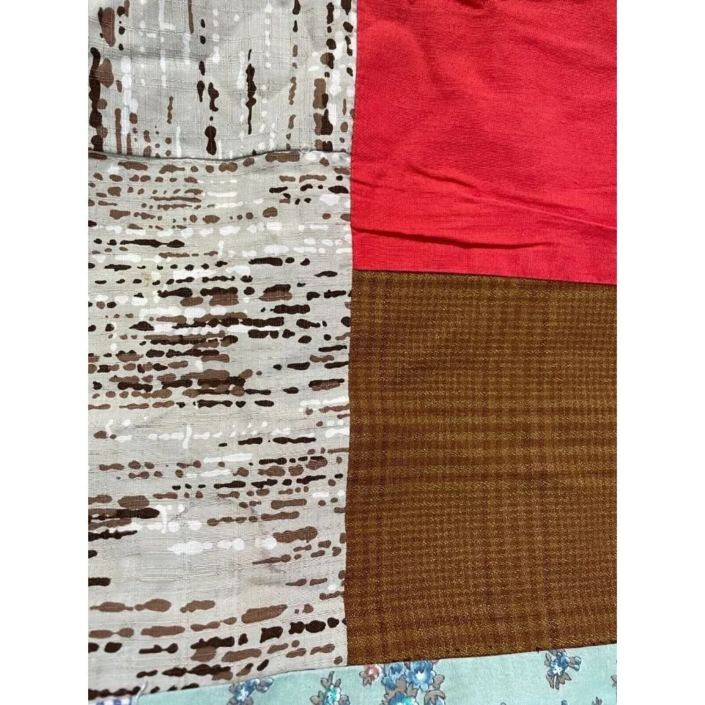 VTG Handmade Patchwork quilt bedspread thin hippy animal full 85 X 71